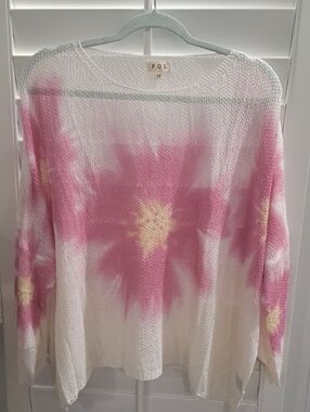 NWOT POL PINK FLOWER TOP - size M
